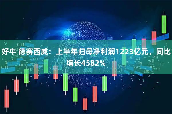 好牛 德赛西威：上半年归母净利润1223亿元，同比增长4582%